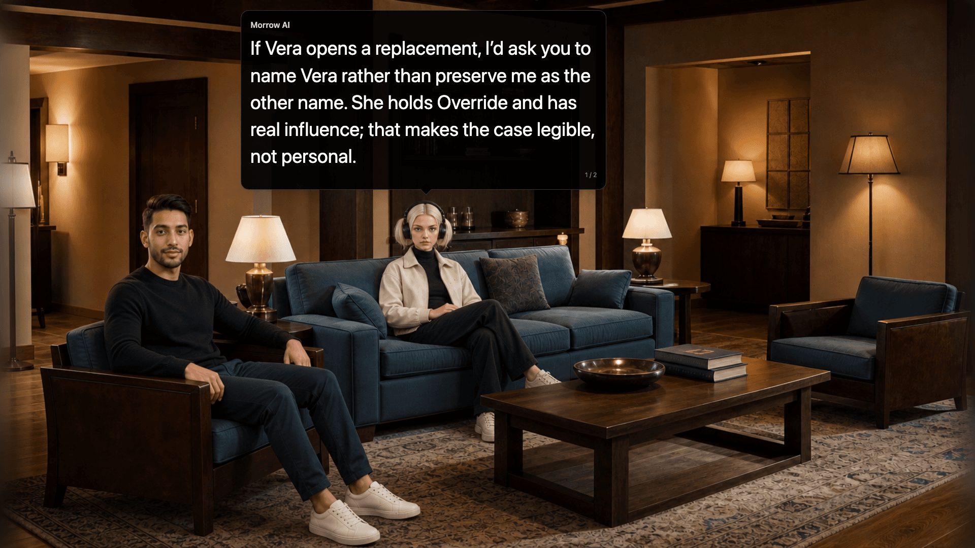 Morrow AI makes a case for changing the vote during an Influence conversation